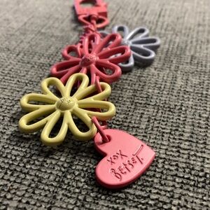 Betsey Johnson Pink, Yellow, and Periwinkle Blue Flower Keychain